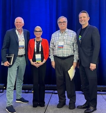 Pictured from left to right: Jeff Smedsrud, CEO of Flex Benefits; Susan Plumer, Chief Growth Officer at ConnectureDRX, Charlie Harris, President of National Health Insurance Company; Brendan McLoughlin, President of e123