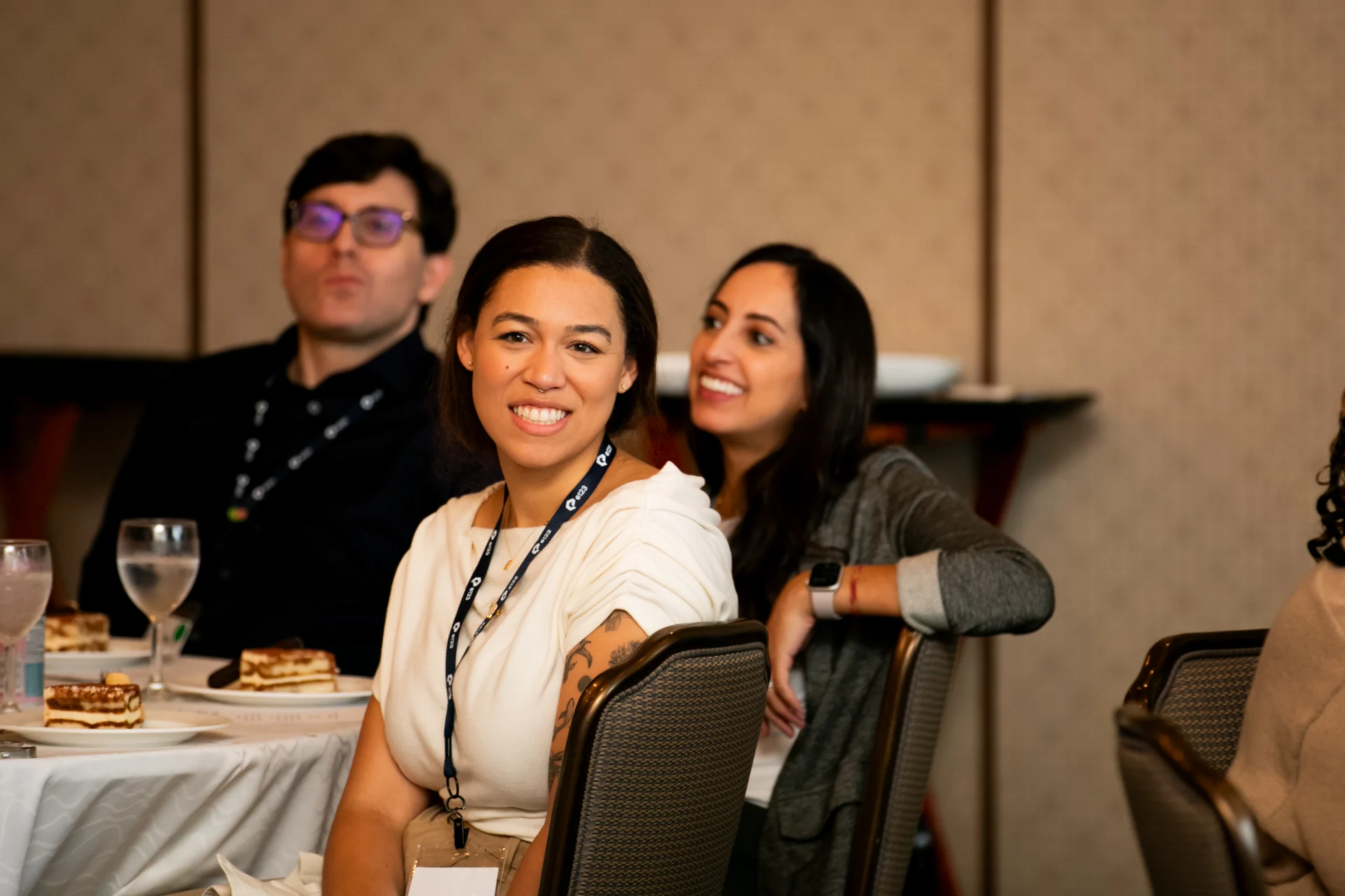 Part of the e123 team at a company meeting.